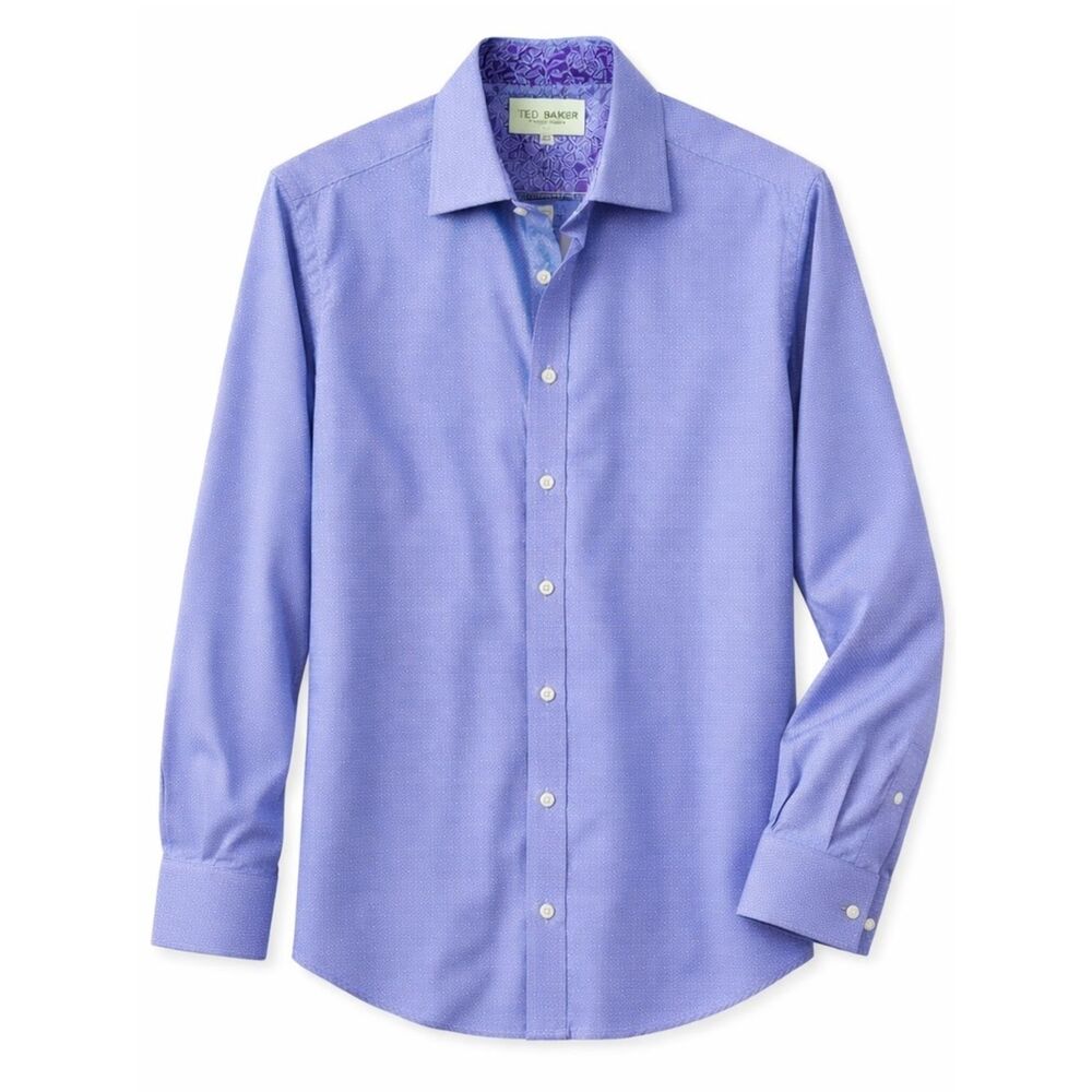Ted Baker Endurance Blue Microdot Button Down Contrasting Dress Shirt Men’s Sz 1